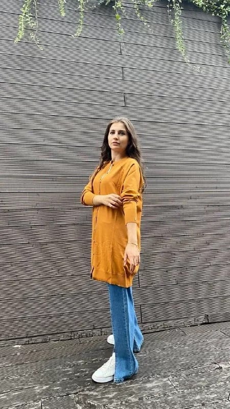 İnvee 6283 Hardal Yusufçuk Hırka