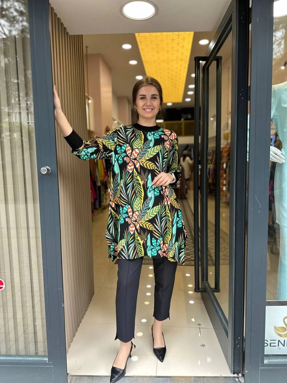 İnvee 6450 Çiçek Desen Penye Tunik