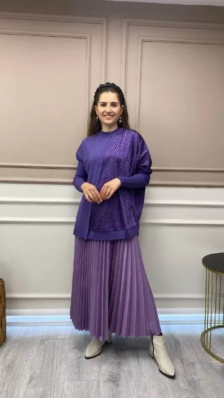 İnvee 6466 Lila Pilise Etek