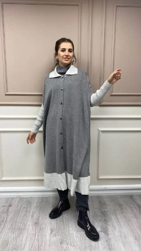 İnvee 6693 Gri Yarasa Kol Hırka