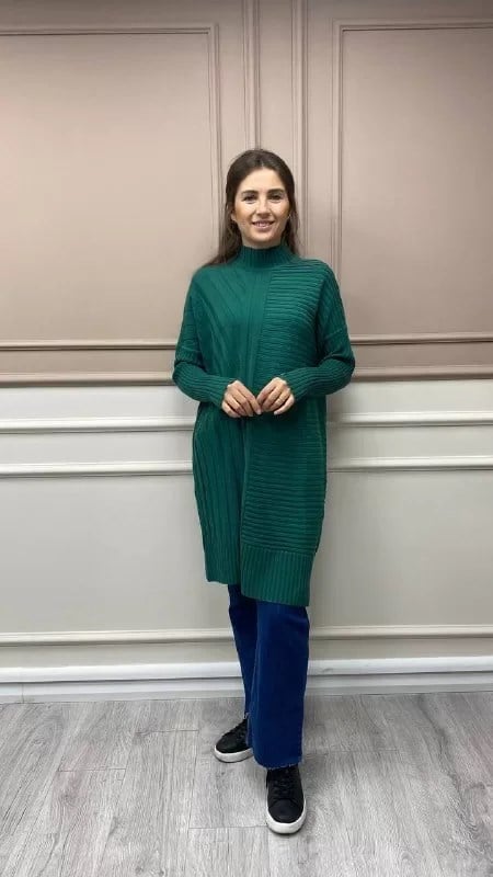 İnvee 6711 Yeşil Yünlü Tunik
