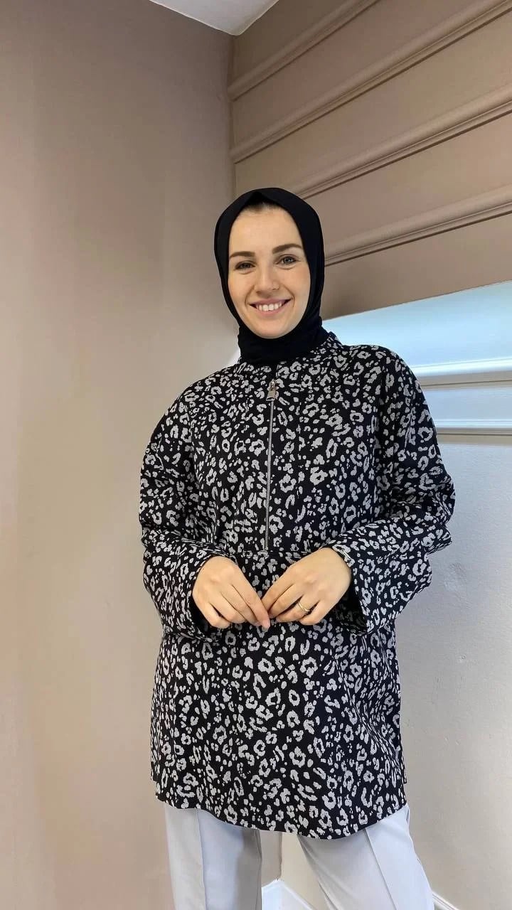 İnvee 6818 Siyah Desenli Tunik