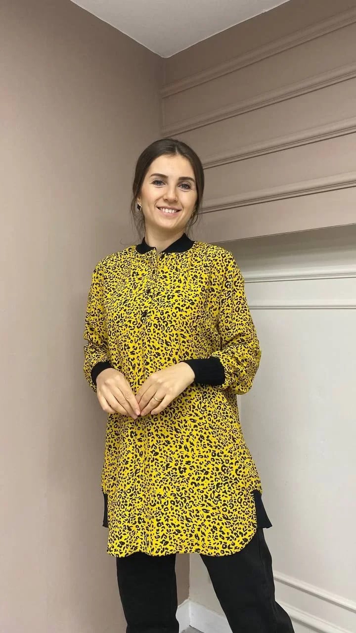 İnvee 6834 Sarı-Siyah Yanı Lastik Detaylı Gömlek