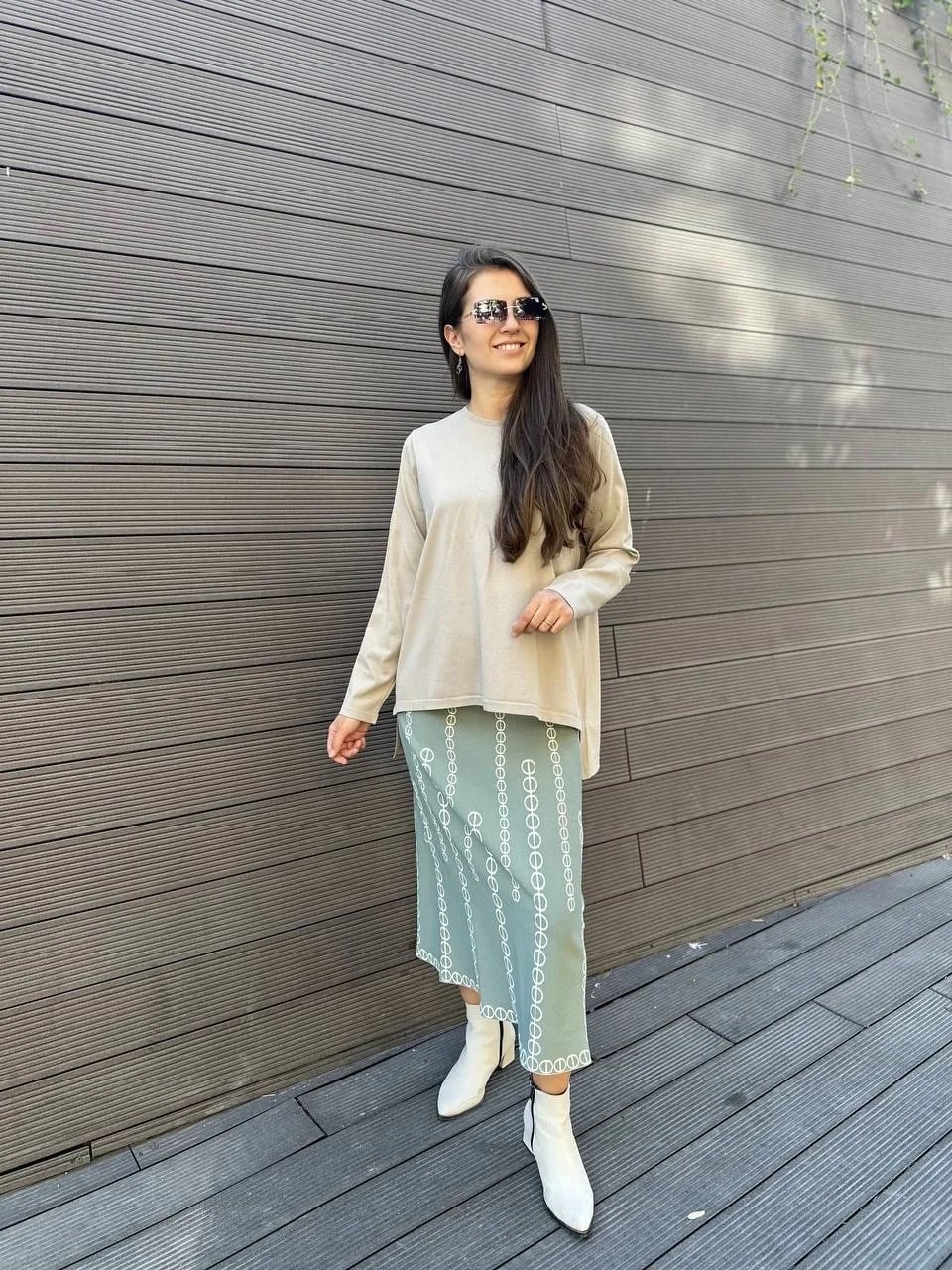 İnvee 6843 Küfrengi Triko Etek