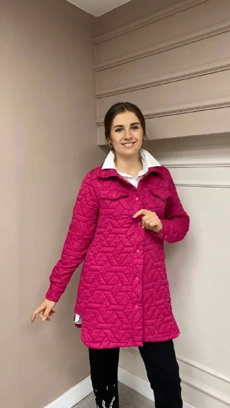 İnvee 8827 Fuşya Kısa Çıtçıtlı Mont