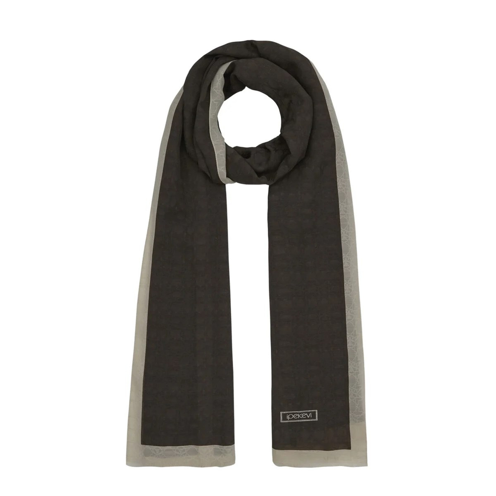 İpekevi 04356 Küllü Kahve Dört Mevsim Monogram Şal