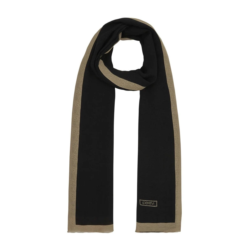 İpekevi 04356 Siyah Bej Dört Mevsim Monogram Şal