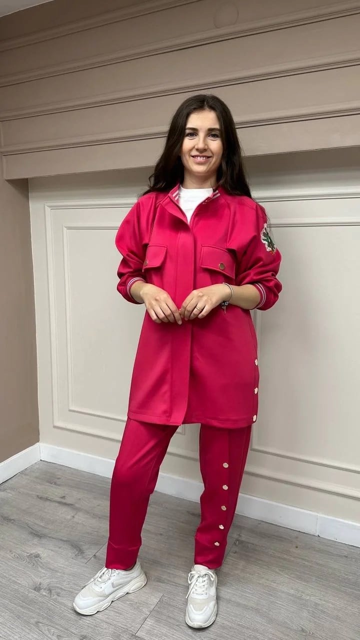 Lisa Exclusive AE0038 Pembe Kol Nakışlı Eşofman Takım