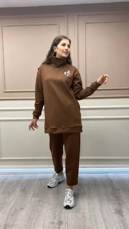 Missemramiss T3737 Kahverengi Scuba Tunik