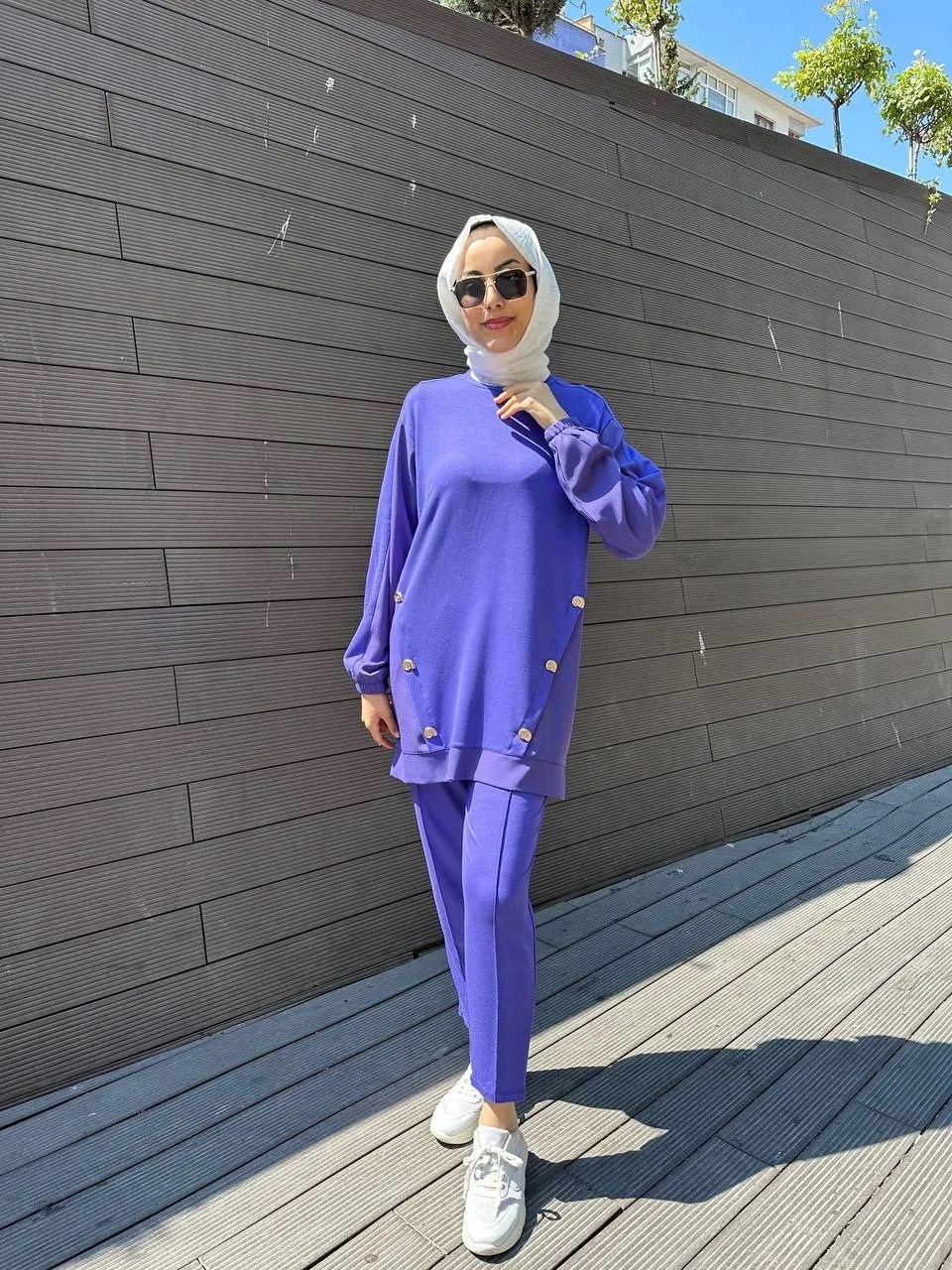 Missemramiss T4474 Mor İpek Pamuk Takım