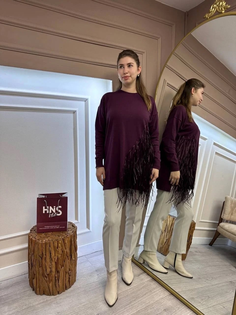 Missemramiss T4585 Mürdüm Rope Basic Triko Kazak