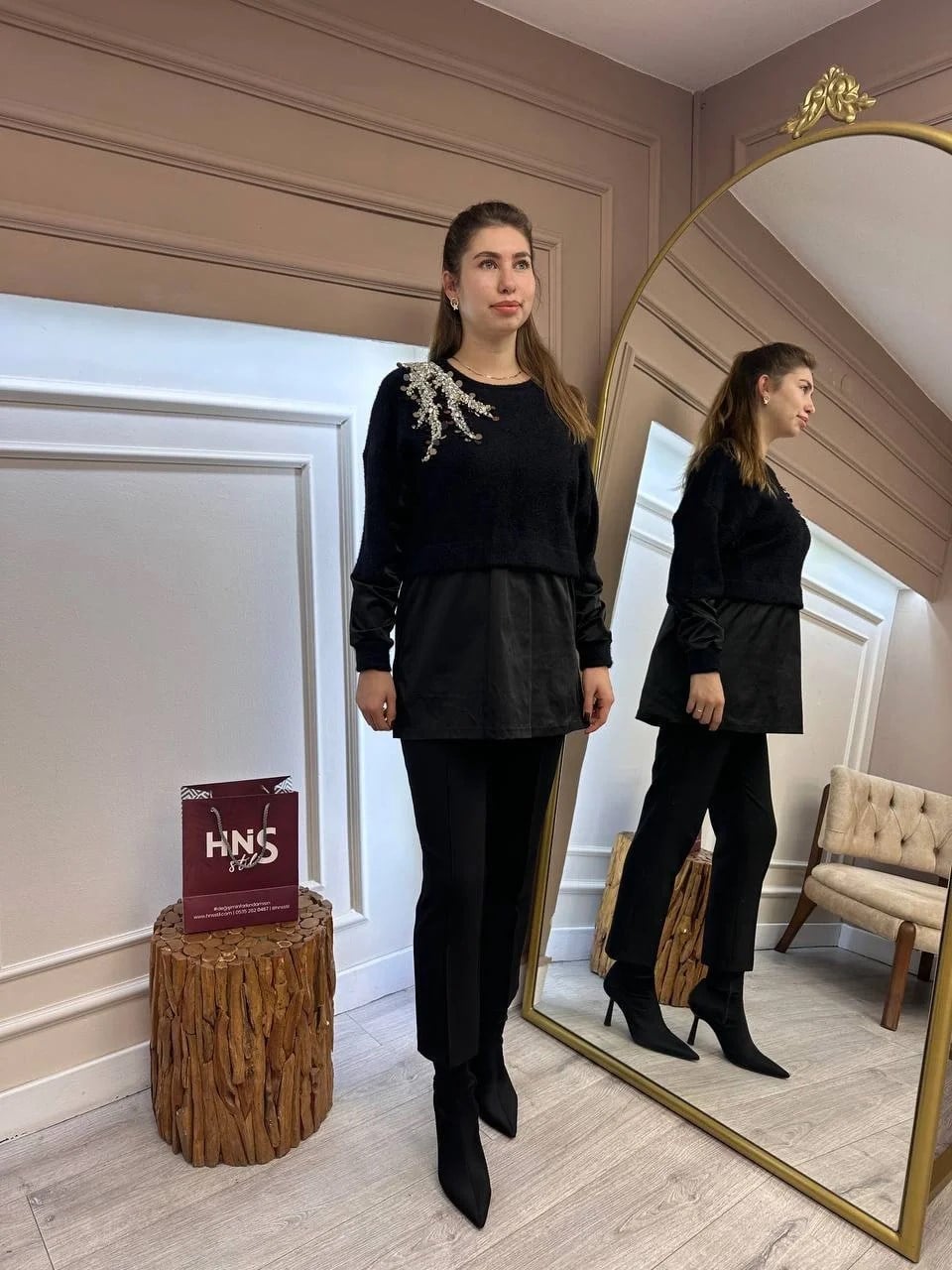 Missemramiss T4696 Siyah Molto Speciale Taşlı Sweatshirt