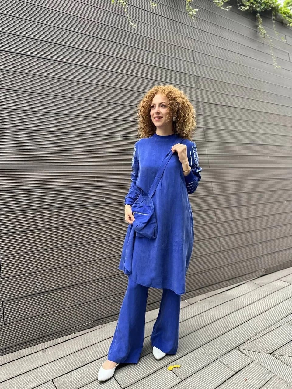 Misswhence 33010 Saks Çanta Detaylı İpek Tunik