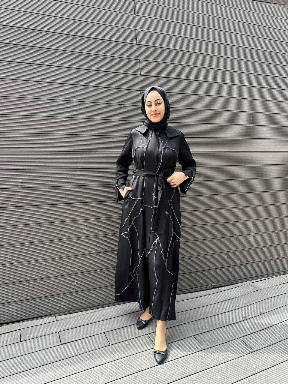 Misswhence 35507 Siyah Ters Dikişli İpek Keten Kap
