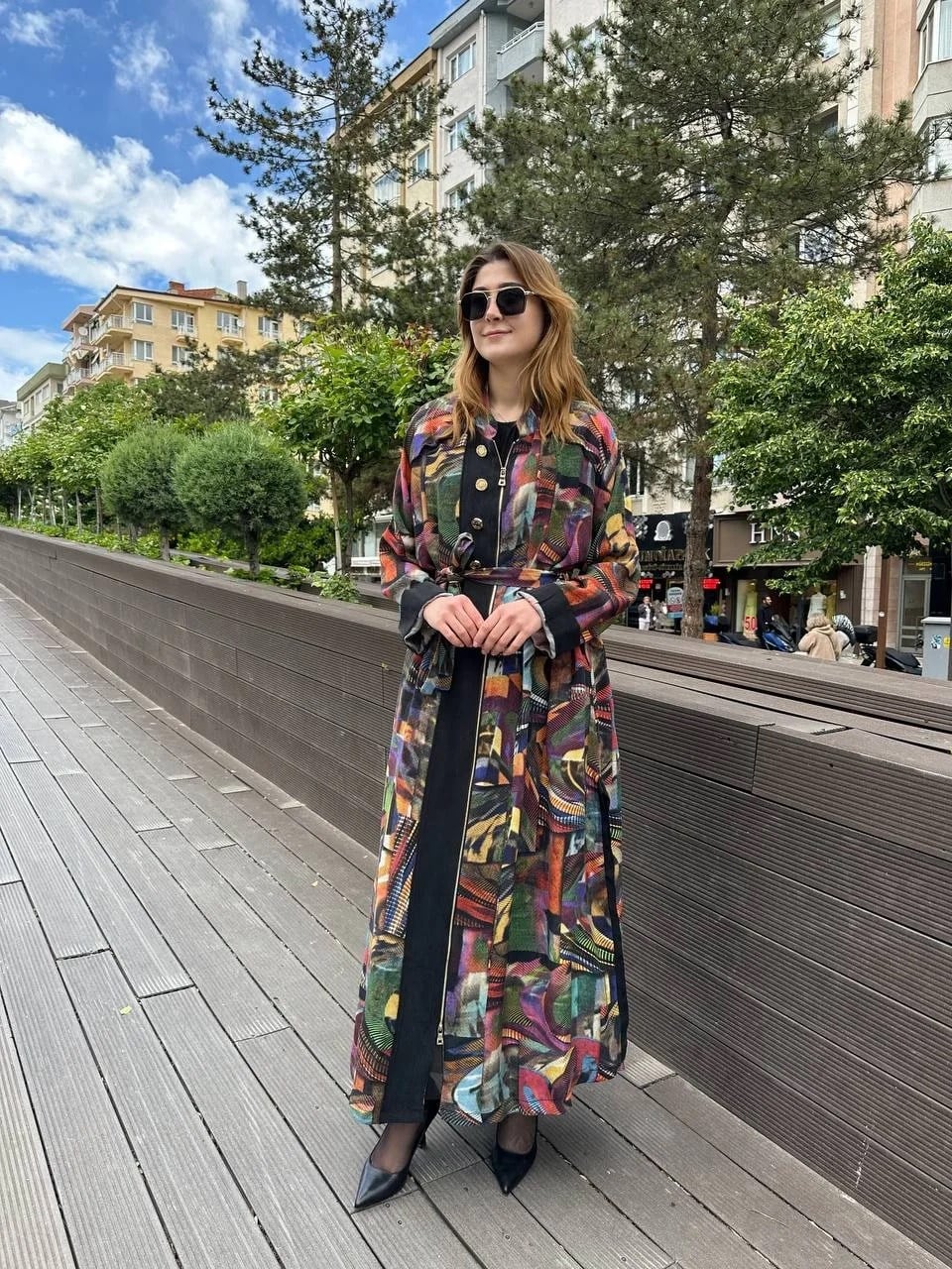 Misswhence 37510 Orijinal Desenli Düğme Detaylı Kap