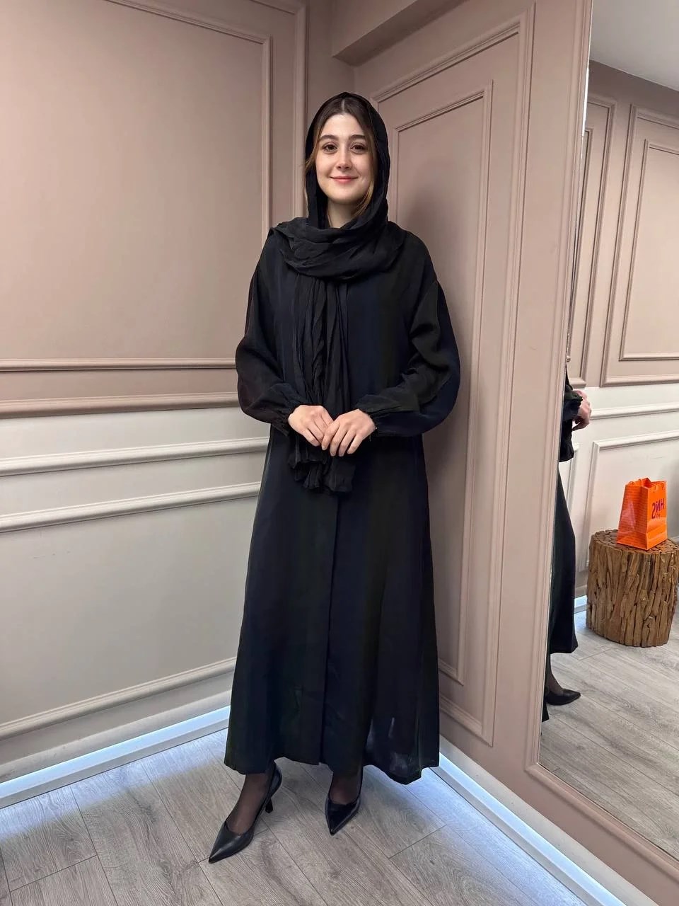 Misswhence 37514 Siyah Desenli Şal Detaylı Kap