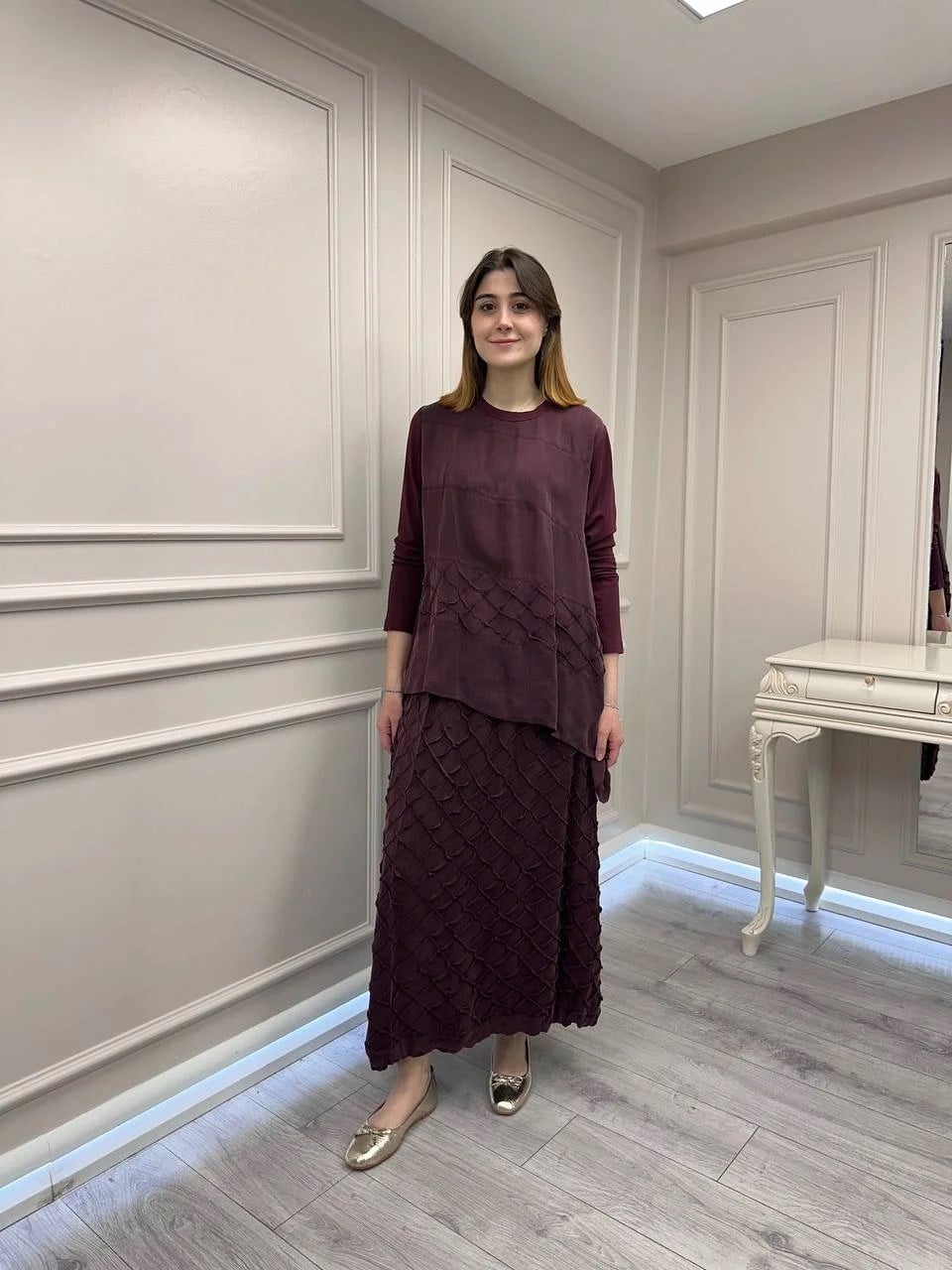 Misswhence 39002 Bordo Tunik Etek Takım