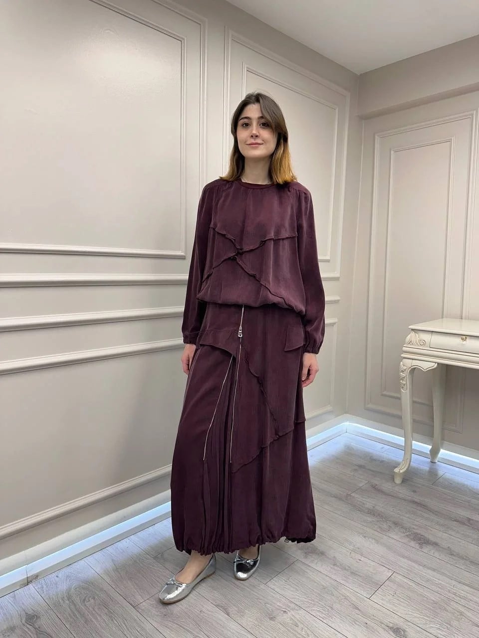 Misswhence 39020 Bordo Eteği Fermuar Detaylı Takım