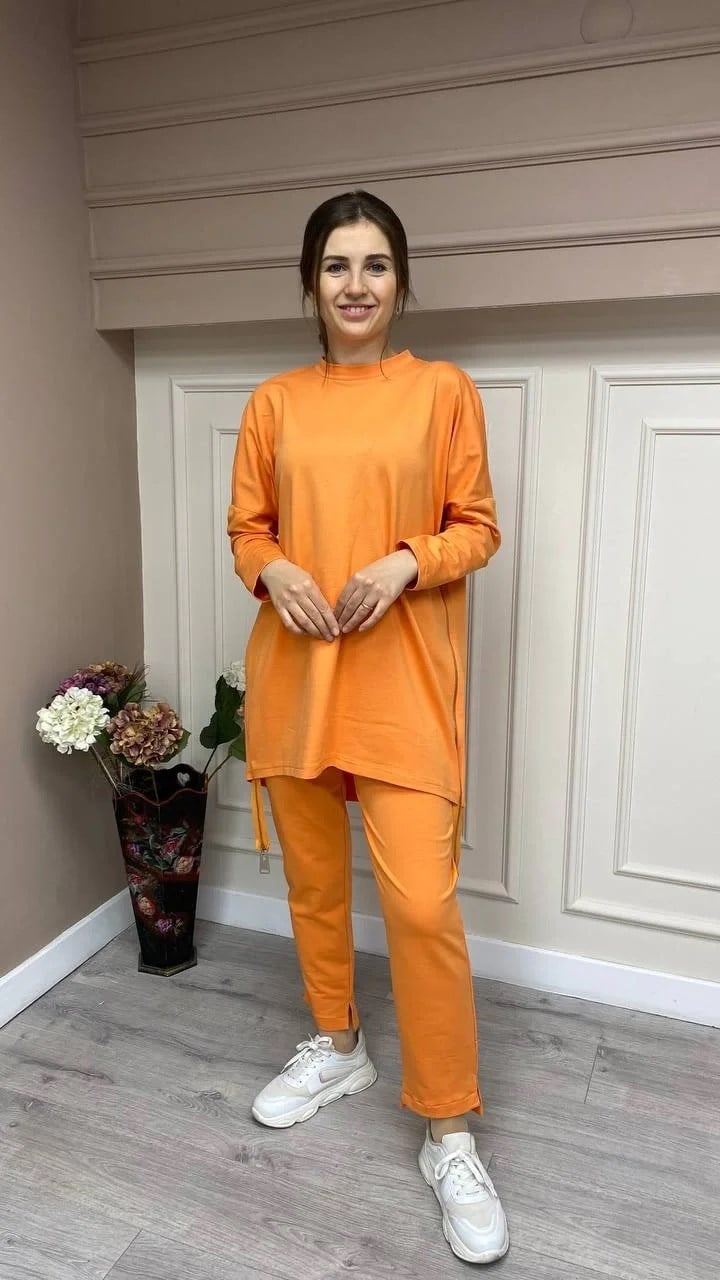 Nuss Triko 23Y1009 Turuncu Fermuar Detaylı Spor Takım