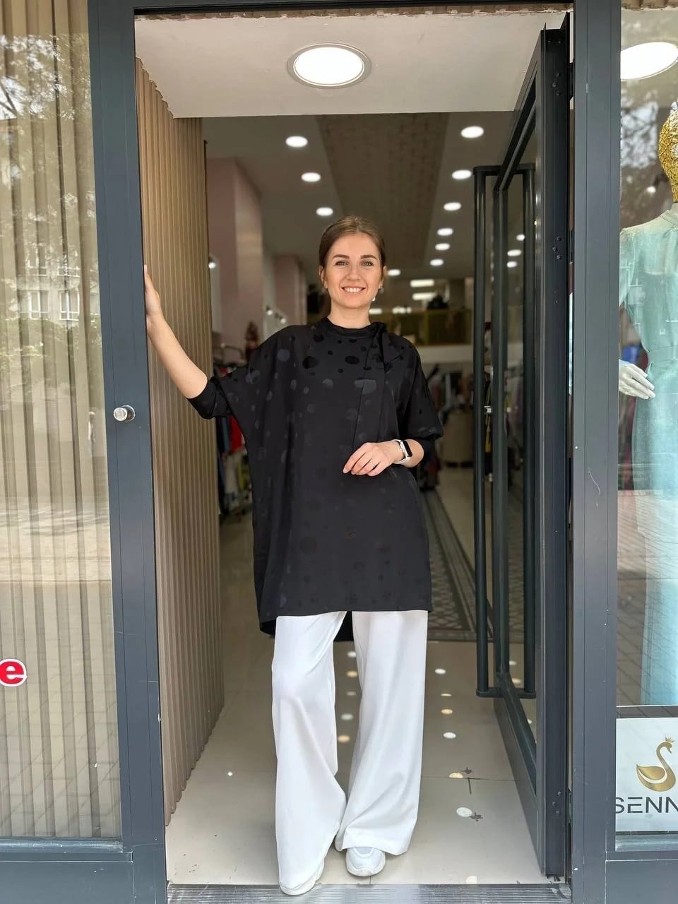 Nuss Triko 23Y5001 Siyah Yaka Bağlamalı Gömlek