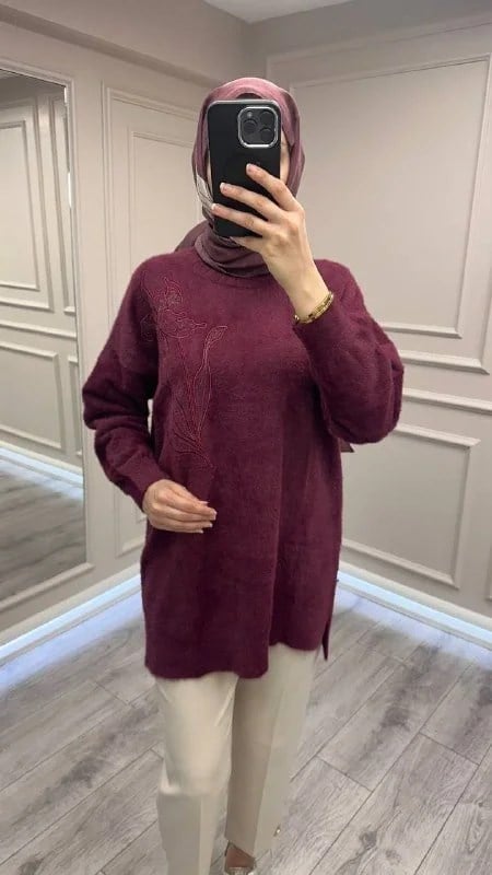 Nuss Triko 26K7004 Bordo Angora Kazak