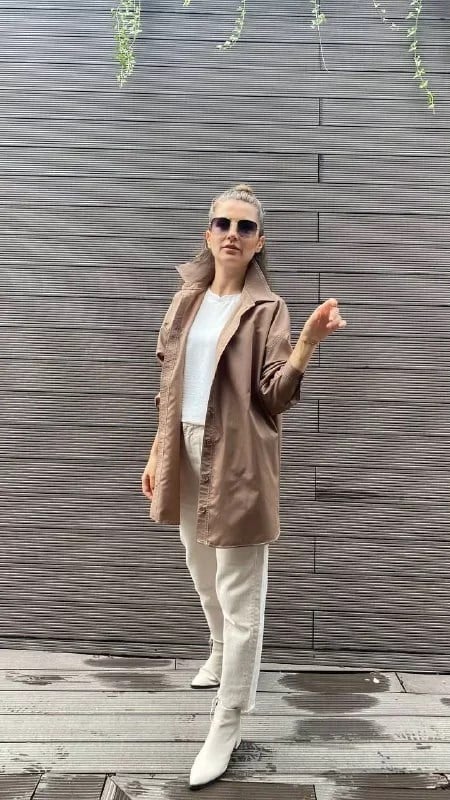 QOOQ 23FW233 Kahve Tek Cep Detaylı Gömlek