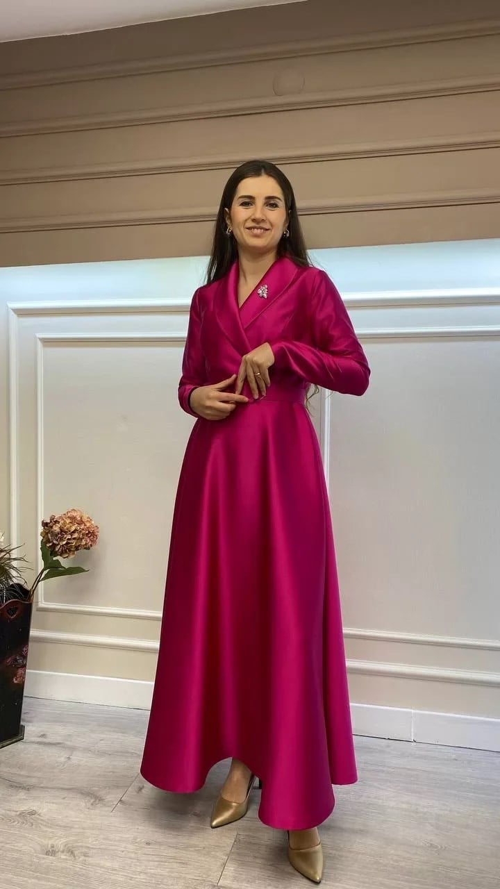 Senna 32255S22 Fuşya Catwalk Elbise