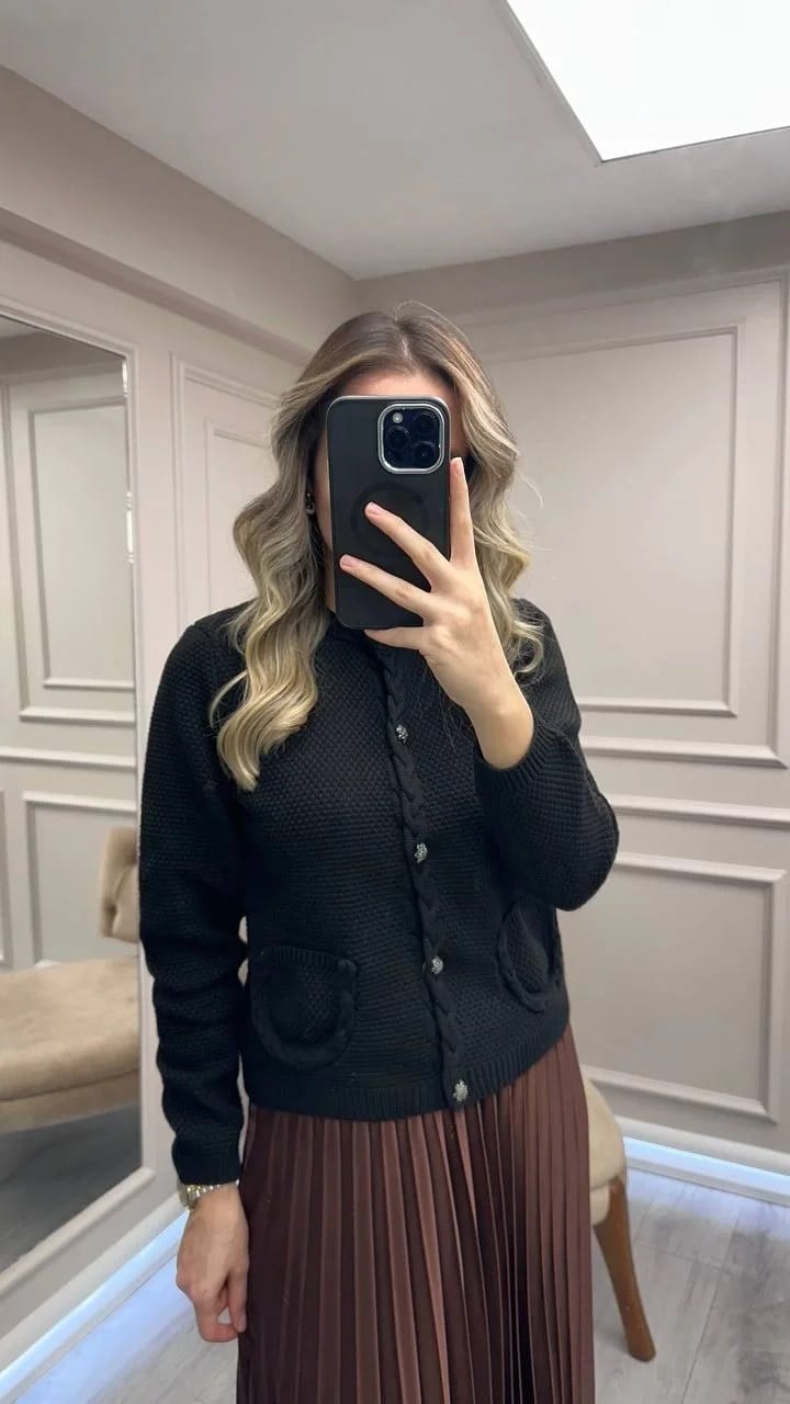 Venöve 26FWHRK0004 Siyah Becca Hırka