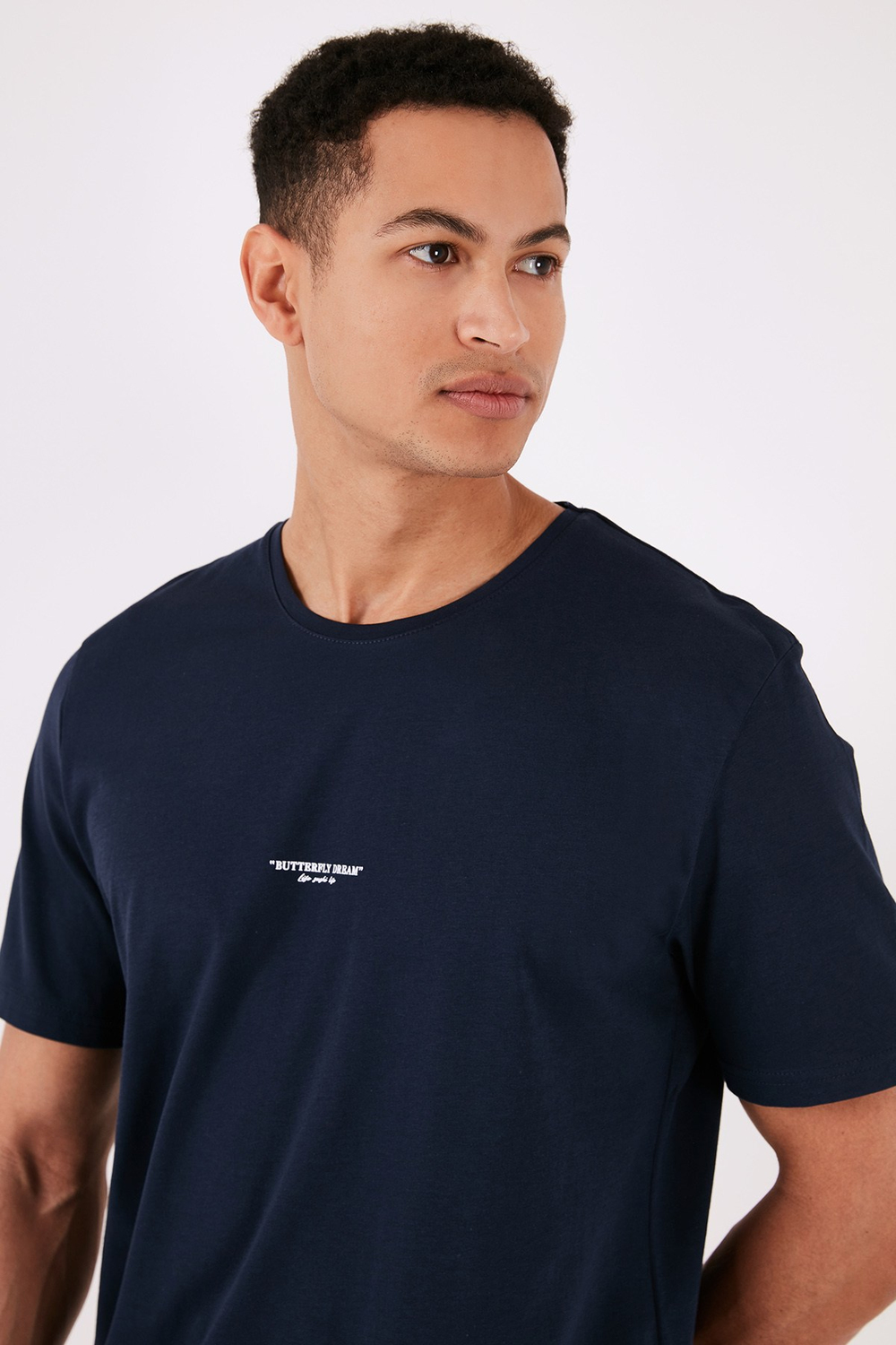 % 100 Pamuk Bisiklet Yaka Regular Fit Erkek T Shirt 5902757 İNDİGO