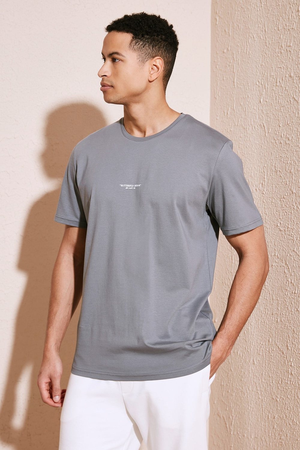 % 100 Pamuk Bisiklet Yaka Regular Fit Erkek T Shirt 5902757 AÇIK HAKİ