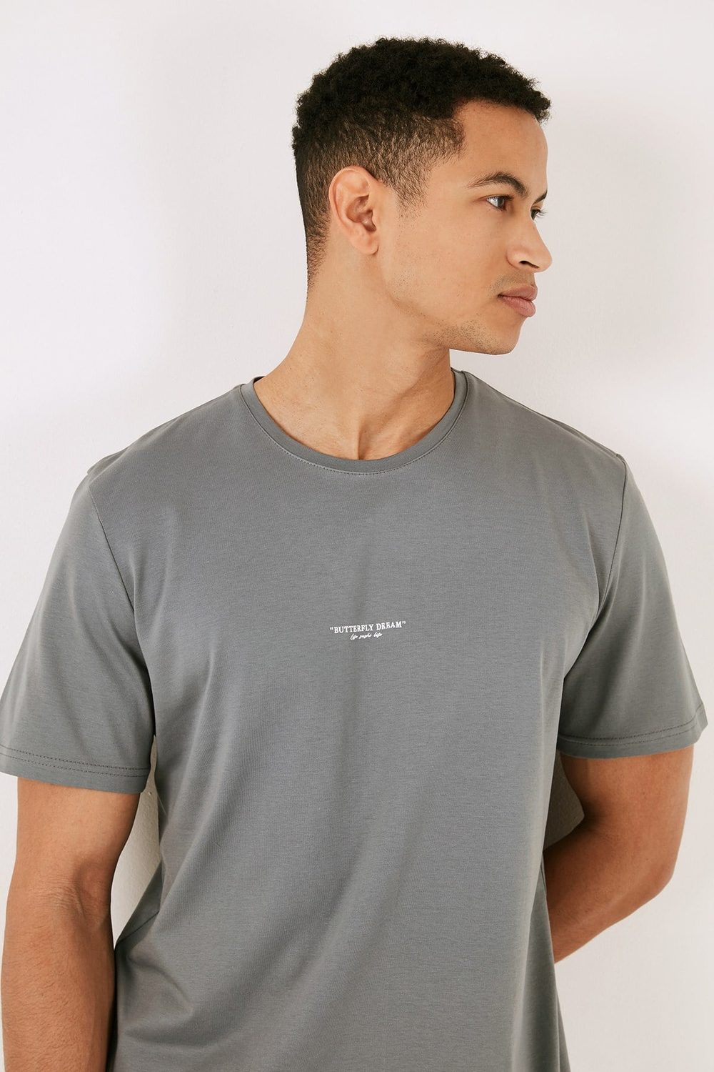 % 100 Pamuk Bisiklet Yaka Regular Fit Erkek T Shirt 5902757 AÇIK HAKİ