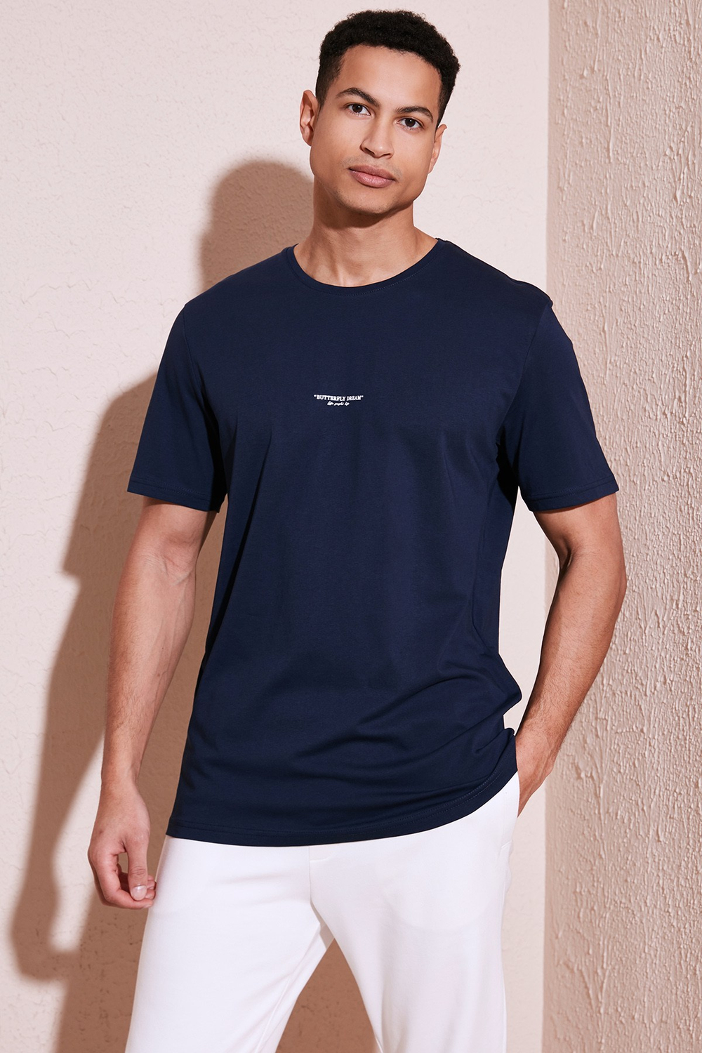 % 100 Pamuk Bisiklet Yaka Regular Fit Erkek T Shirt 5902757 İNDİGO