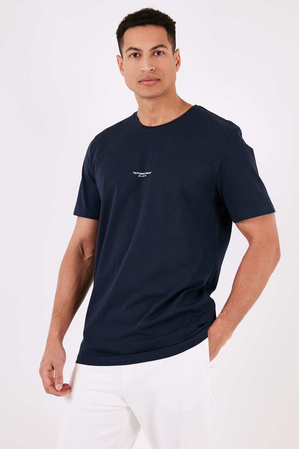 % 100 Pamuk Bisiklet Yaka Regular Fit Erkek T Shirt 5902757 İNDİGO