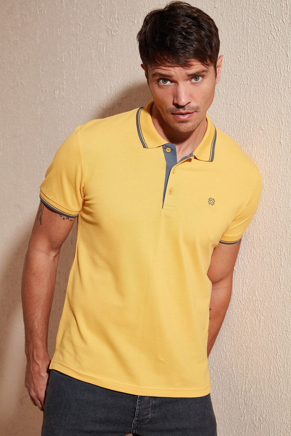 % 100 Pamuk Düğmeli Regular Fit Erkek Polo Yaka T Shirt 5902118 HARDAL