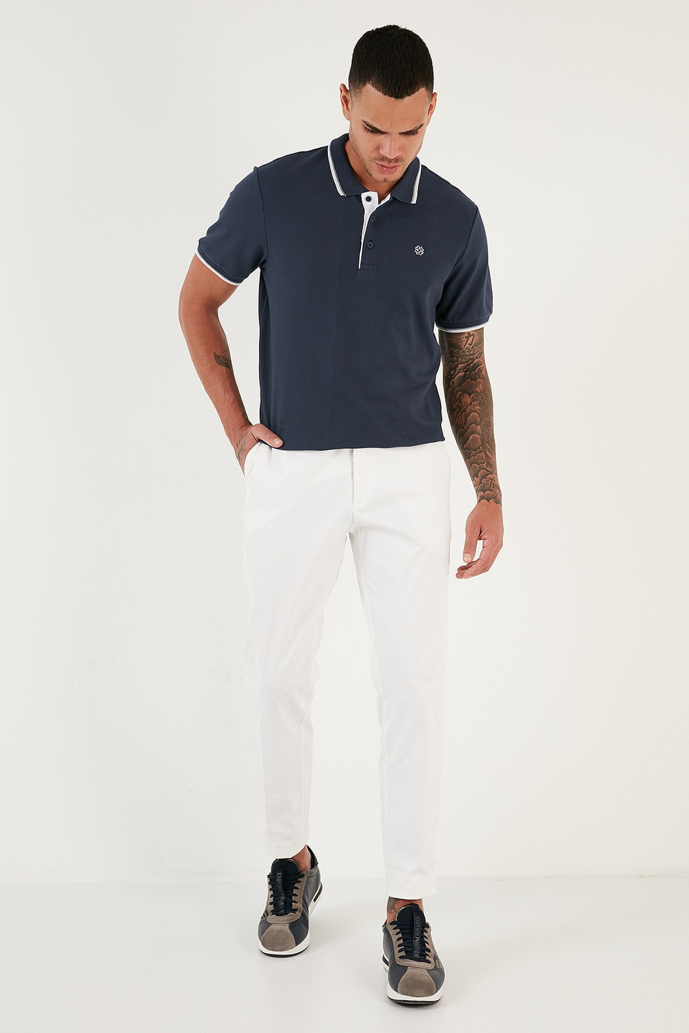 % 100 Pamuk Düğmeli Regular Fit Erkek Polo Yaka T Shirt 5902118 LACİVERT