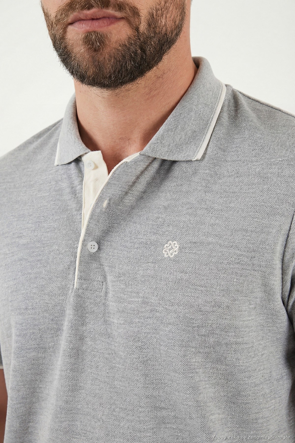% 100 Pamuk Düğmeli Regular Fit Erkek Polo Yaka T Shirt 5902118 GRİ MELANJ