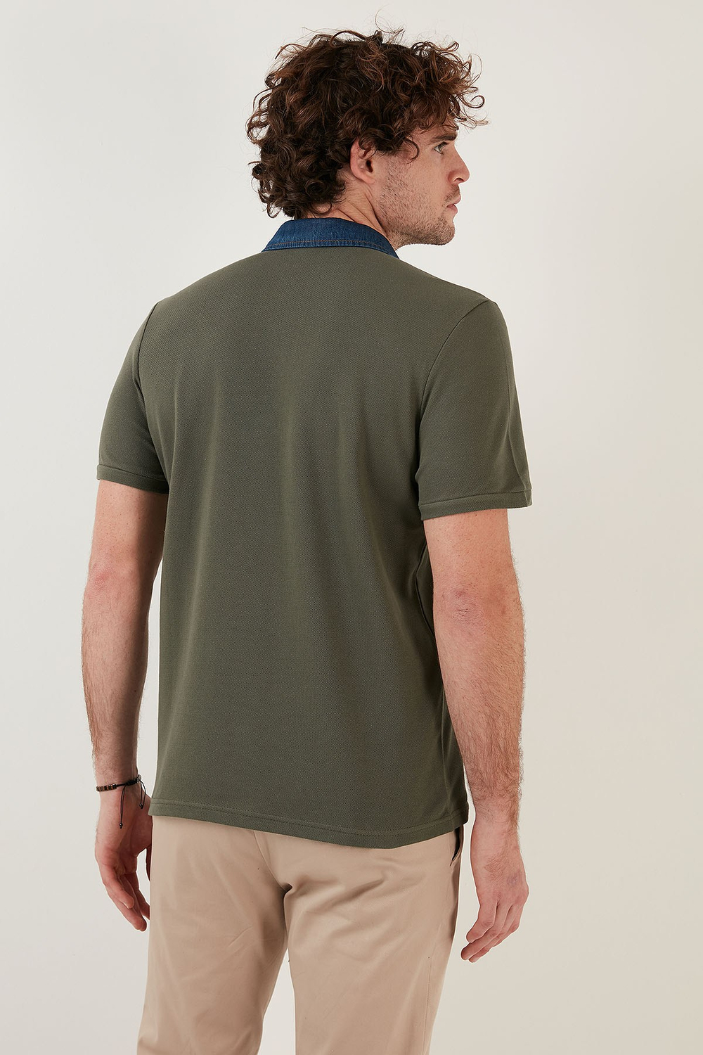 % 100 Pamuk Düğmeli Regular Fit Erkek Polo Yaka T Shirt 5902134 HAKİ