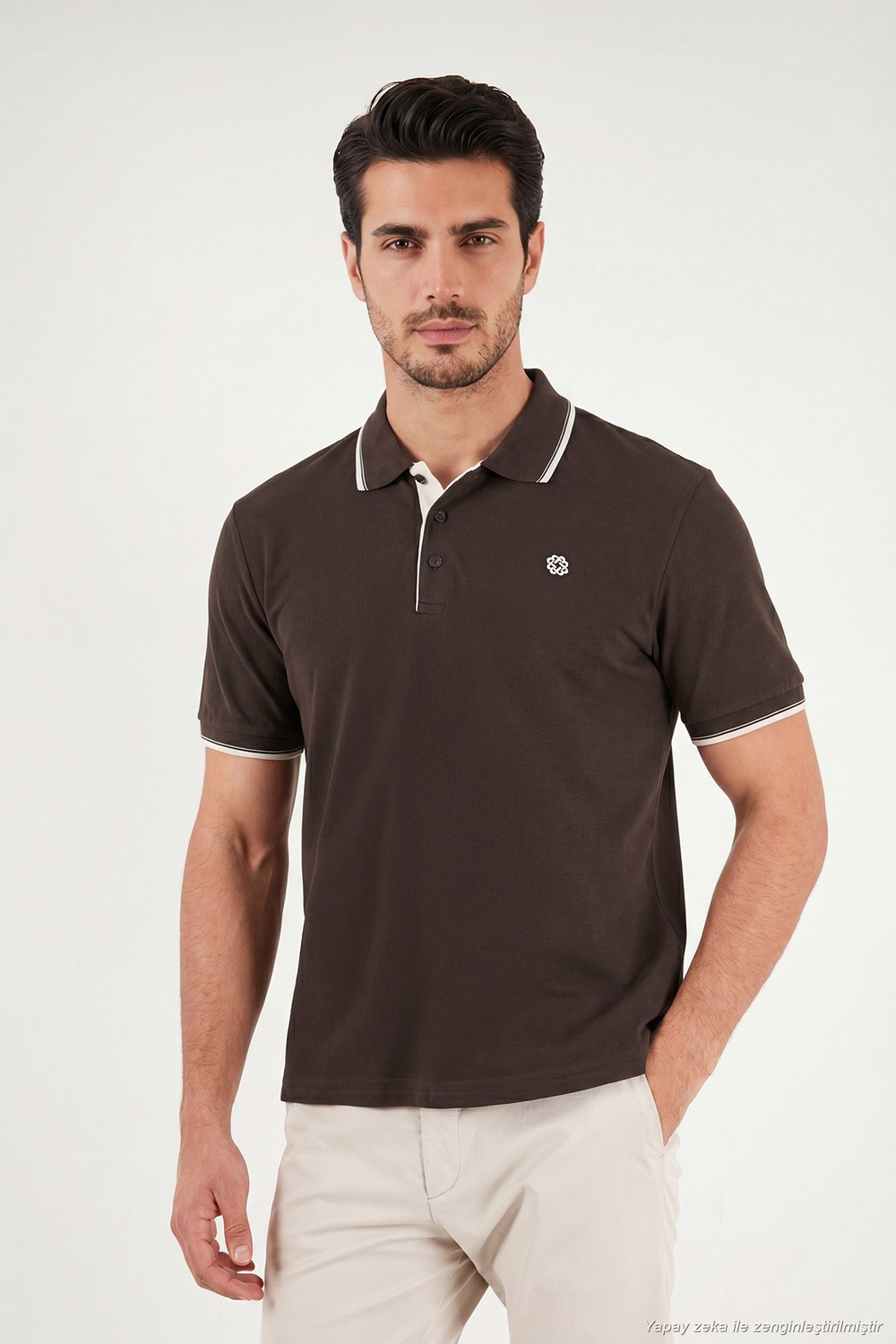 % 100 Pamuk Düğmeli Regular Fit Erkek Polo Yaka T Shirt 5902118 KAHVE