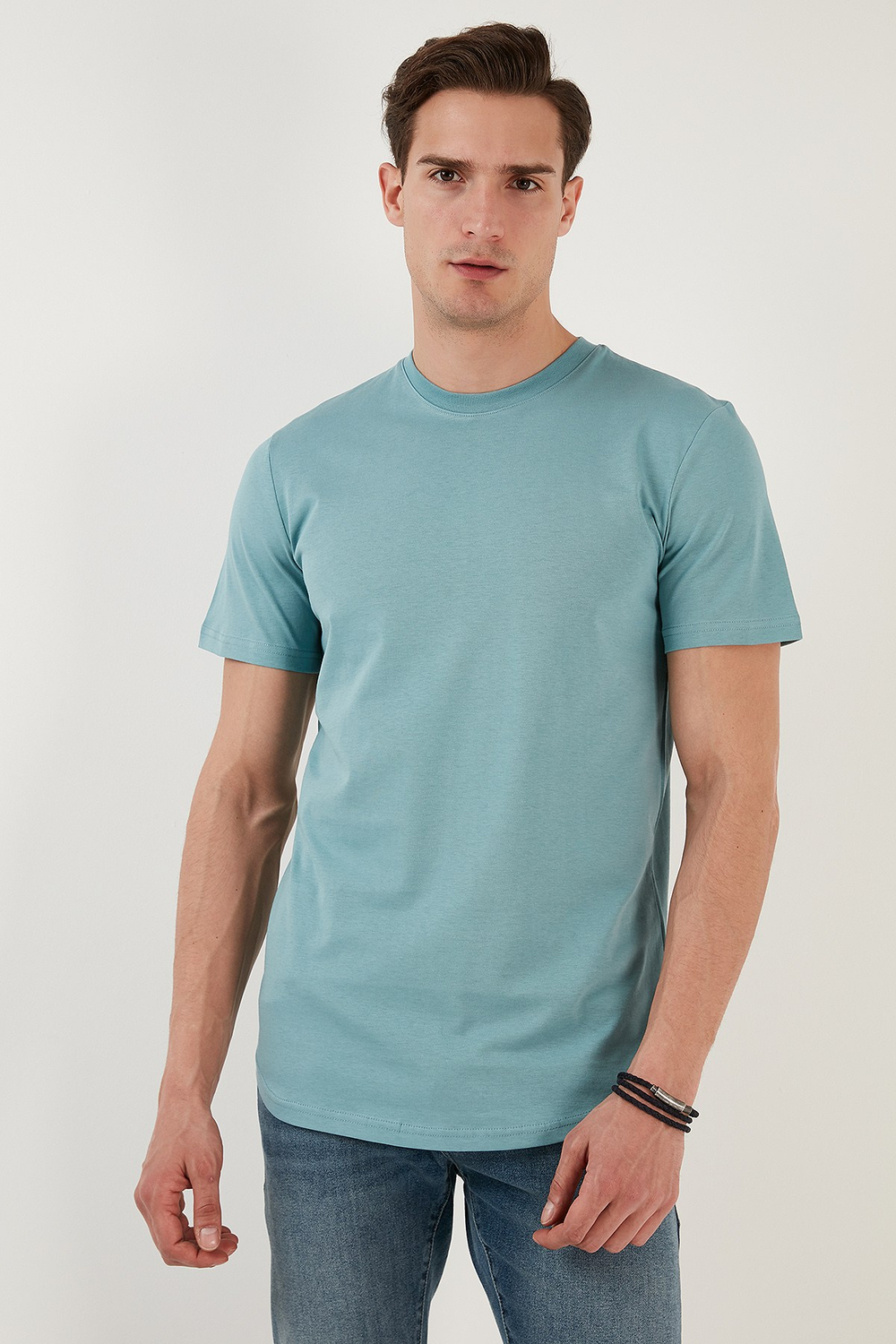 % 100 Pamuk Regular Fit Bisiklet Yaka T shirt Erkek T Shirt 5902511 MAVİ