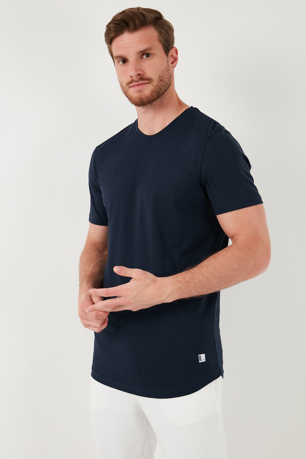 % 100 Pamuk Regular Fit Bisiklet Yaka T shirt Erkek T Shirt 5902511 İNDİGO