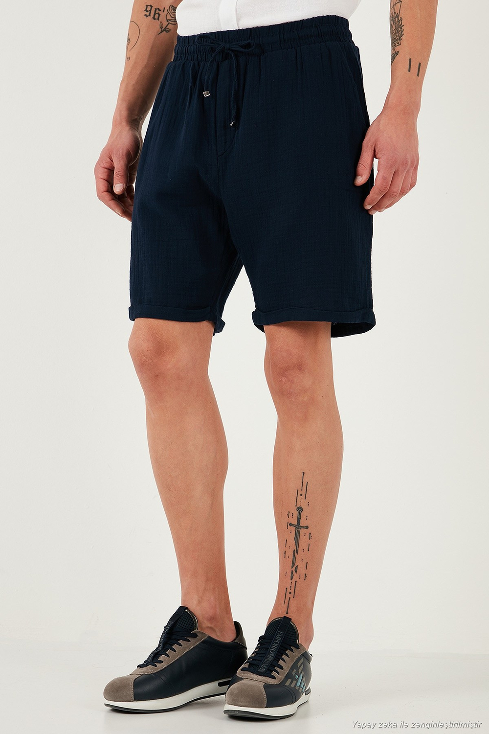 % 100 Pamuk Regular Fit Normal Bel Müslin Erkek Short CF25S657802 LACİVERT