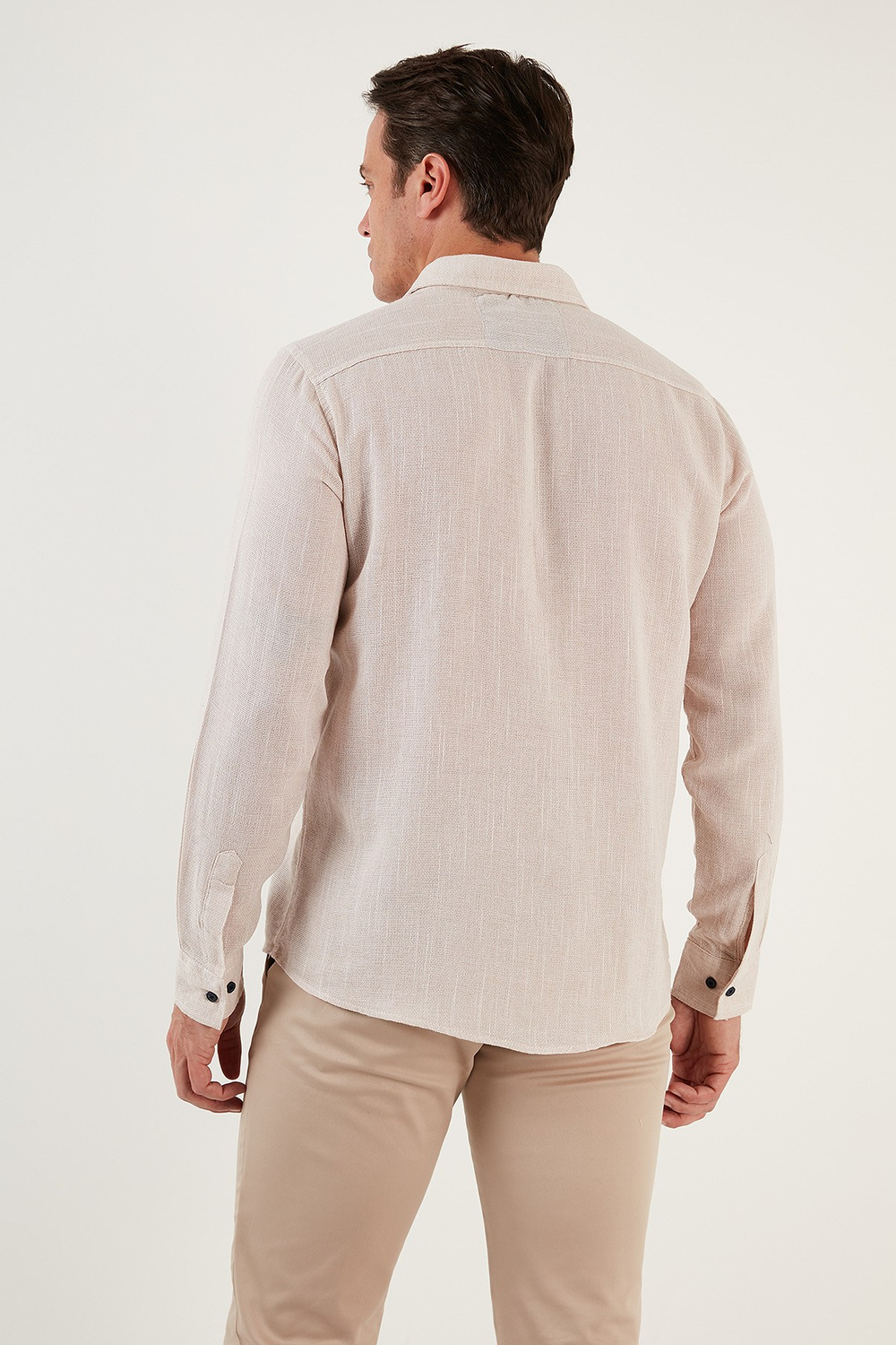 % 100 Pamuklu Slim Fit Uzun Kollu Erkek Gömlek CF21S111498 TAŞ