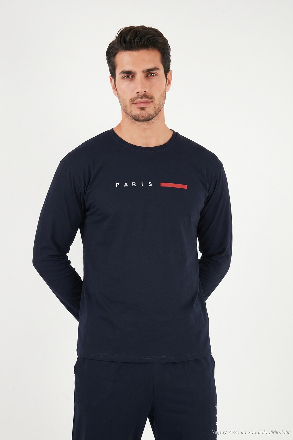 Baskılı Pamuklu Uzun Kollu Erkek Pijama Takımı 6575006 LACİVERT