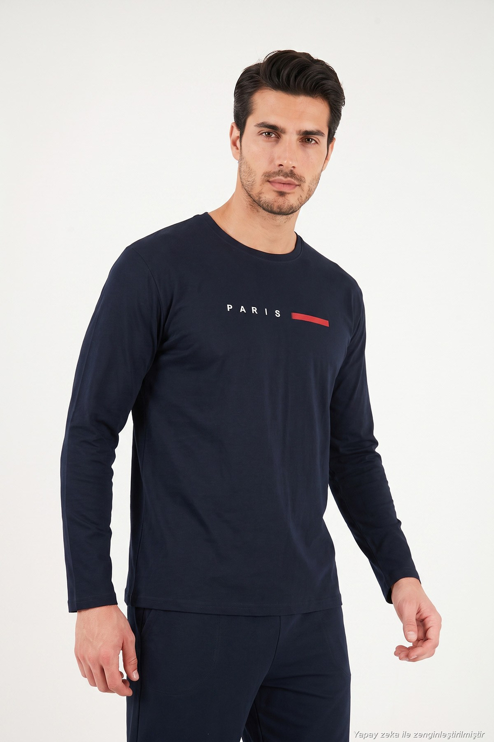 Baskılı Pamuklu Uzun Kollu Erkek Pijama Takımı 6575006 LACİVERT