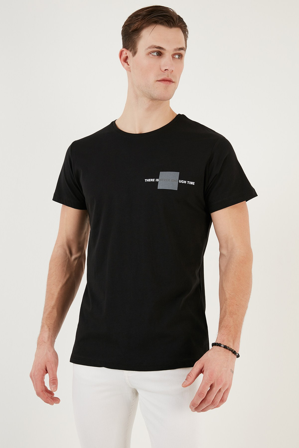 Bisiklet Yaka Pamuklu Slim Fit Erkek T Shirt 541THERE SİYAH