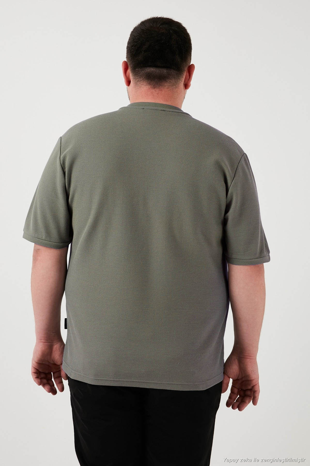Büyük Beden Pamuklu Regular Fit Erkek T Shirt 5902653B HAKİ