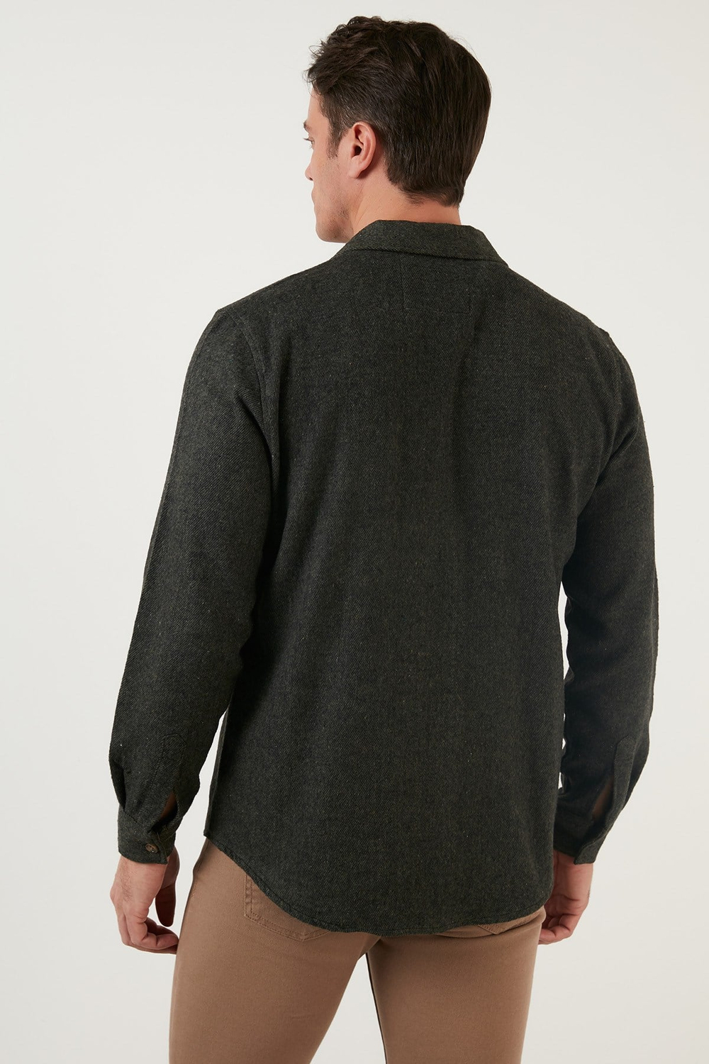 Çift Cepli Fermuarlı Slim Fit Kışlık Erkek Gömlek CF21W112925 HAKİ