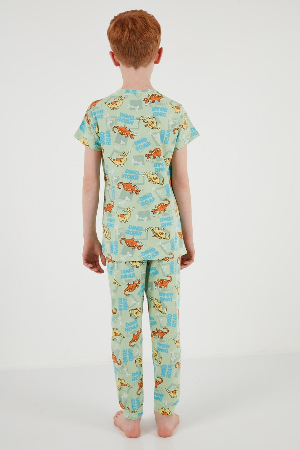 Desenli % 100 Pamuk Bisiklet Yaka Erkek Çocuk Pijama Takımı 6651003 MİNT