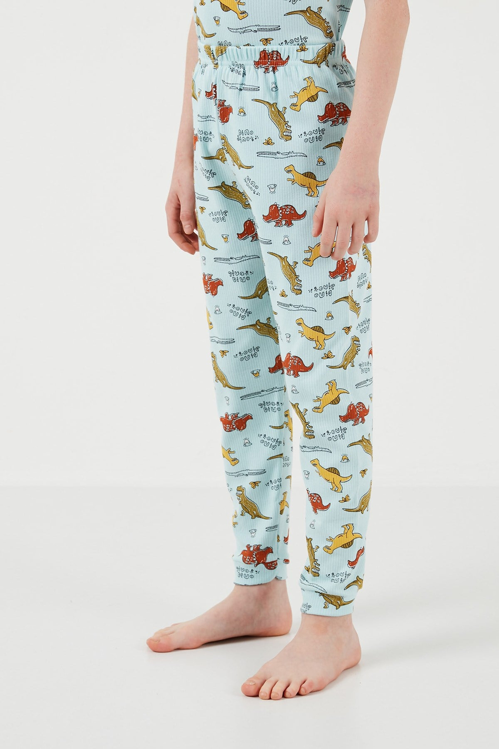 Desenli % 100 Pamuk Bisiklet Yaka Erkek Çocuk Pijama Takımı 6651001 MİNT
