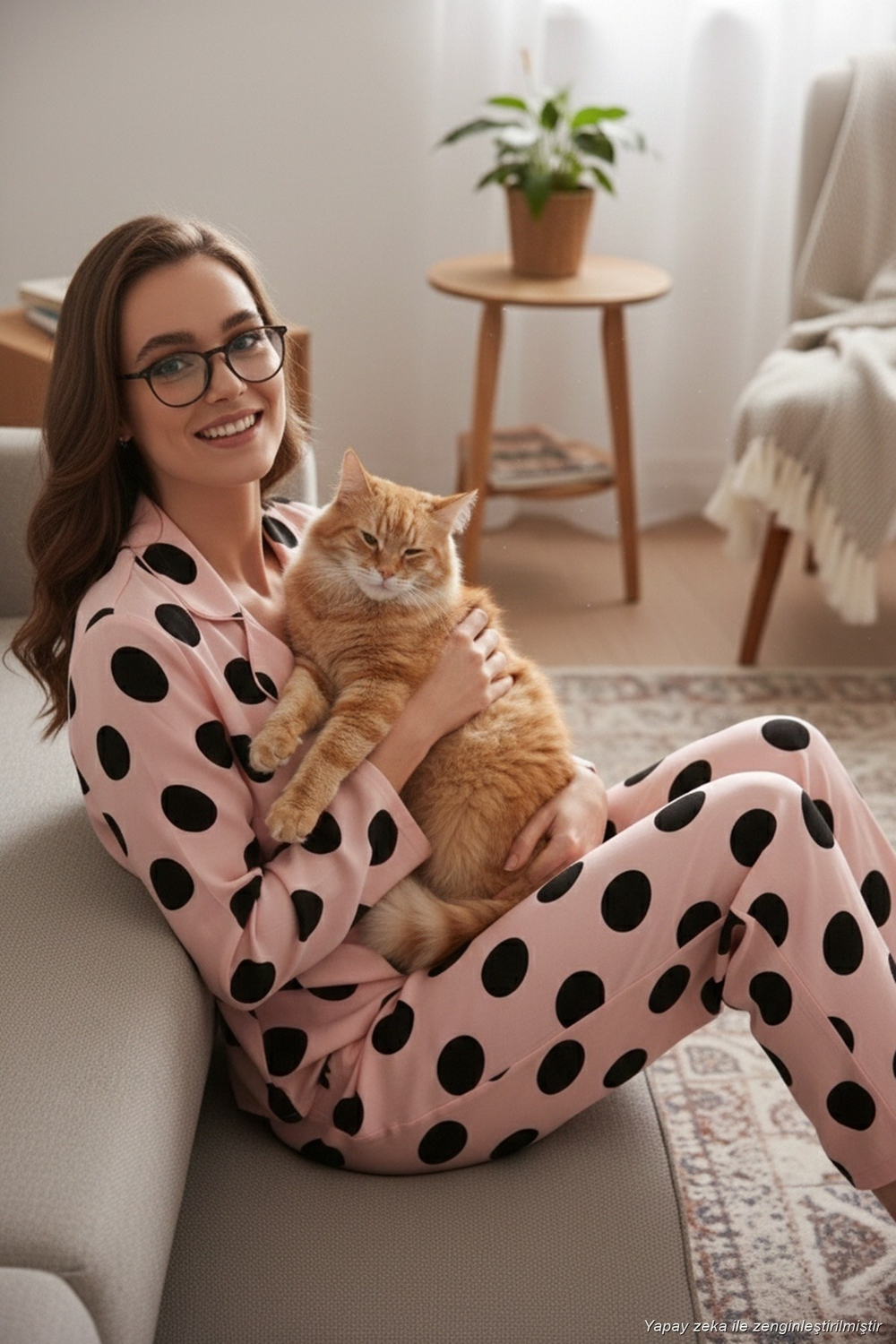 Desenli Reguar Fit Yumuşak Dokulu Kışlık Rahat Kadın Pijama Takımı 611PT288Y SİYAH